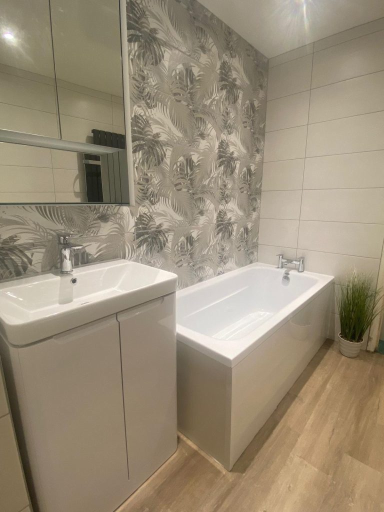 Modern bathroom design and fitting grey